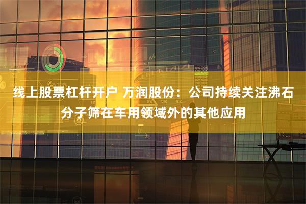 线上股票杠杆开户 万润股份：公司持续关注沸石分子筛在车用领域外的其他应用