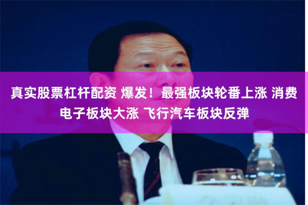 真实股票杠杆配资 爆发！最强板块轮番上涨 消费电子板块大涨 飞行汽车板块反弹