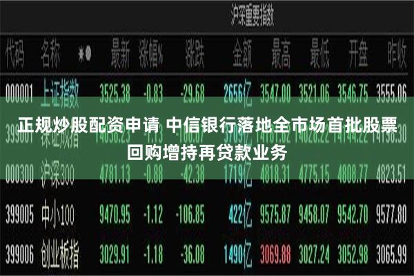 正规炒股配资申请 中信银行落地全市场首批股票回购增持再贷款业务