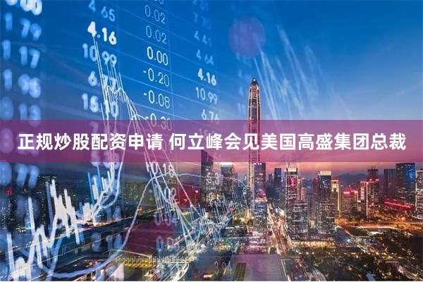 正规炒股配资申请 何立峰会见美国高盛集团总裁