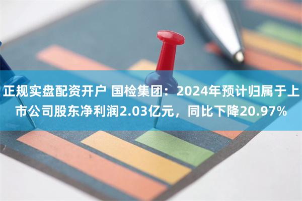 正规实盘配资开户 国检集团：2024年预计归属于上市公司股东净利润2.03亿元，同比下降20.97%
